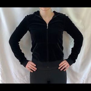 JUICY COUTURE Black Velour Zip Up Hoodie